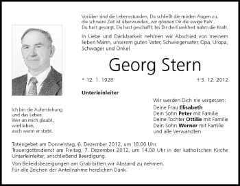 Georg Stern | Traueranzeige | trauer.inFranken.de