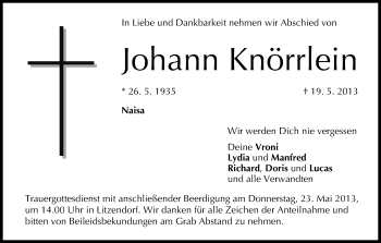Anzeige von Johann Knörrlein von MGO