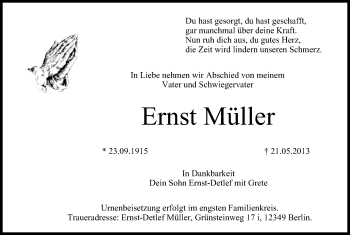 Anzeige von Ernst Müller von MGO