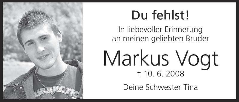  Traueranzeige für Markus Vogt vom 10.06.2013 aus MGO
