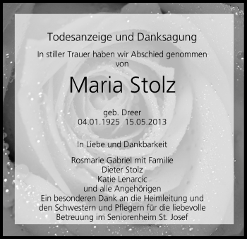 Anzeige von Maria Stolz von MGO