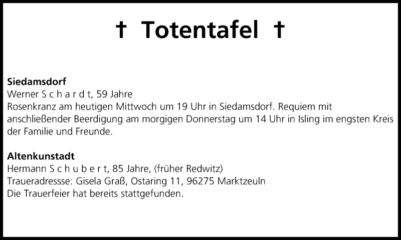  Traueranzeige für Totentafel vom 05.06.2013 vom 05.06.2013 aus MGO