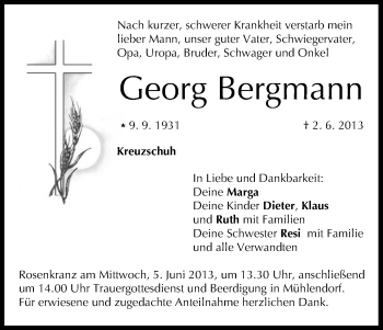 Anzeige von Georg Bergmann von MGO