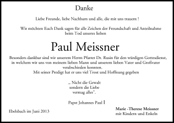 Anzeige von Paul Meissner von MGO