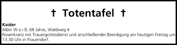 Anzeige von Totentafel vom 07.06.2013 von MGO