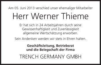 Anzeige von Werner Thieme von MGO