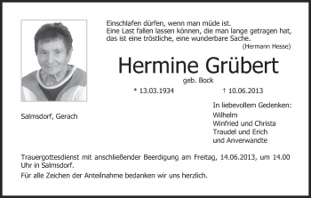 Anzeige von Hermine Grübert von MGO