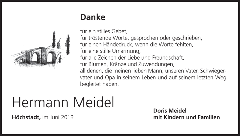  Traueranzeige für Hermann Meidel vom 15.06.2013 aus MGO