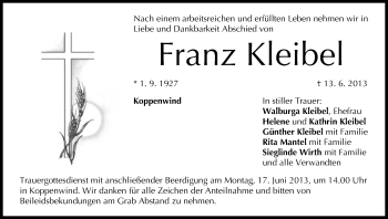 Anzeige von Franz Kleibel von MGO