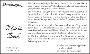 Anzeige von Maria Beck von MGO