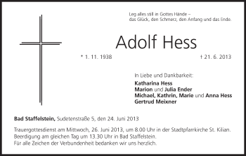 Anzeige von Adolf Hess von MGO