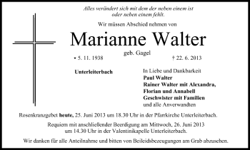 Anzeige von Marianne Walter von MGO