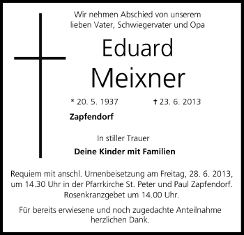 Anzeige von Eduard Meixner von MGO