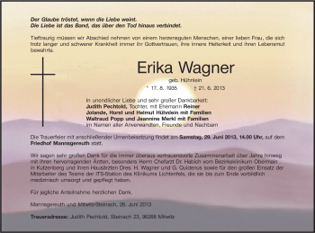 Anzeige von Erika Wagner von MGO