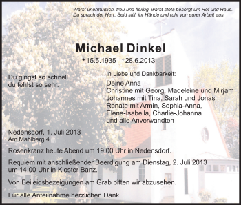 Anzeige von Michael Dinkel von MGO