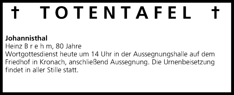 Traueranzeige für Totentafel vom 03.07.2013 vom 03.07.2013 aus MGO