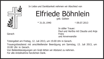 Anzeige von Elfriede Böhnlein von MGO