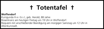 Anzeige von Totentafel vom 12.07.2013 von MGO