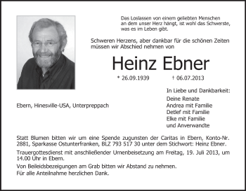 Anzeige von Heinz Ebner von MGO