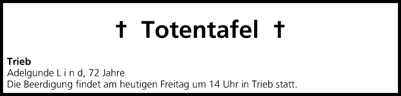  Traueranzeige für Totentafel vom 19.07.2013 vom 19.07.2013 aus MGO