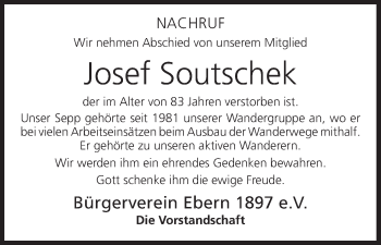 Anzeige von Josef Soutschek von MGO
