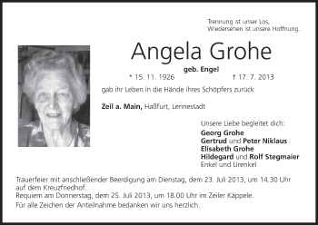 Anzeige von Angela Grohe von MGO