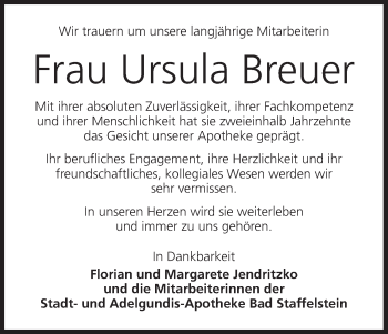 Anzeige von Ursula Breuer von MGO