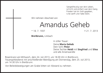 Anzeige von Amandus Geheb von MGO