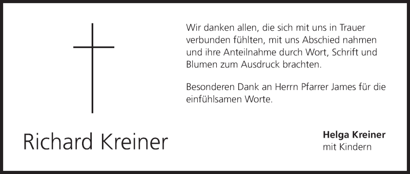  Traueranzeige für Richard Kreiner vom 24.07.2013 aus MGO