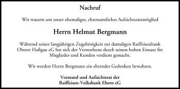 Anzeige von Helmut Bergmann von MGO