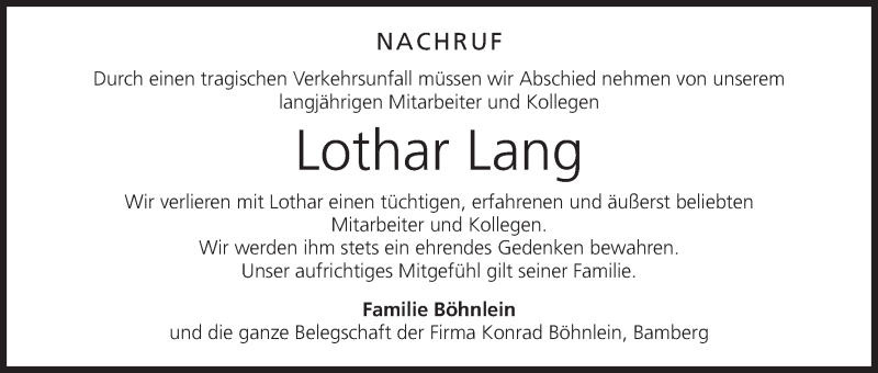  Traueranzeige für Lothar Lang vom 30.07.2013 aus MGO