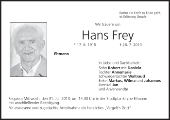 Anzeige von Hans Frey von MGO