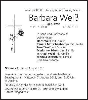 Anzeige von Barbara Weiß von MGO