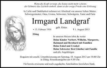 Anzeige von Irmgard Landgraf von MGO
