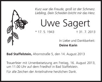 Anzeige von Uwe Sagert von MGO