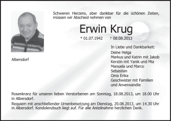 Anzeige von Erwin Krug von MGO