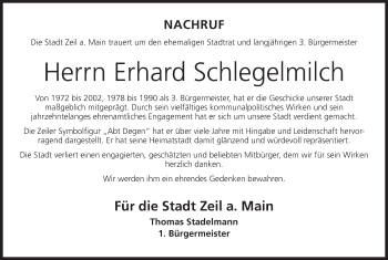 Anzeige von Erhard Schlegelmilch von MGO