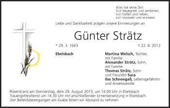 Anzeige von Günter Strätz von MGO