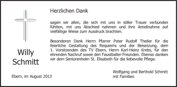 Anzeige von Willy Schmitt von MGO