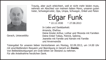 Anzeige von Edgar Funk von MGO