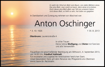 Anzeige von Anton Oschinger von MGO