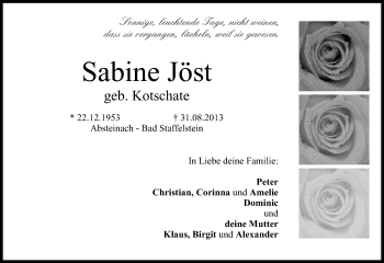 Anzeige von Sabine Jöst von MGO
