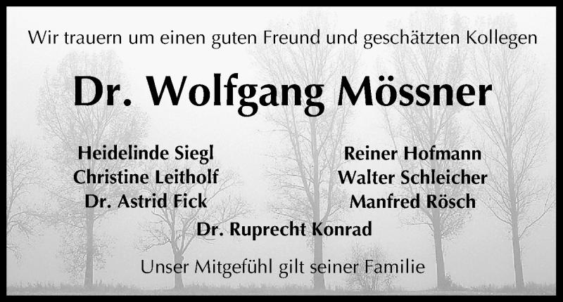  Traueranzeige für Wolfgang Mössner vom 04.09.2013 aus MGO