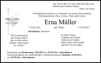 Anzeige von Erna Müller von MGO