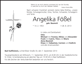 Anzeige von Angelika Fößel von MGO