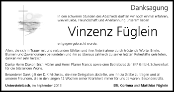 Anzeige von Vinzenz Füglein von MGO