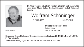 Anzeige von Wolfram Schöninger von MGO