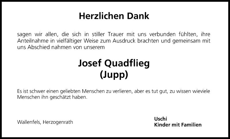  Traueranzeige für Josef Quadflieg vom 14.09.2013 aus MGO