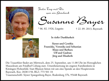 Anzeige von Susanne Bayer von MGO