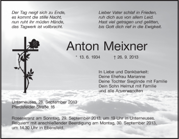 Anzeige von Anton Meixner von MGO